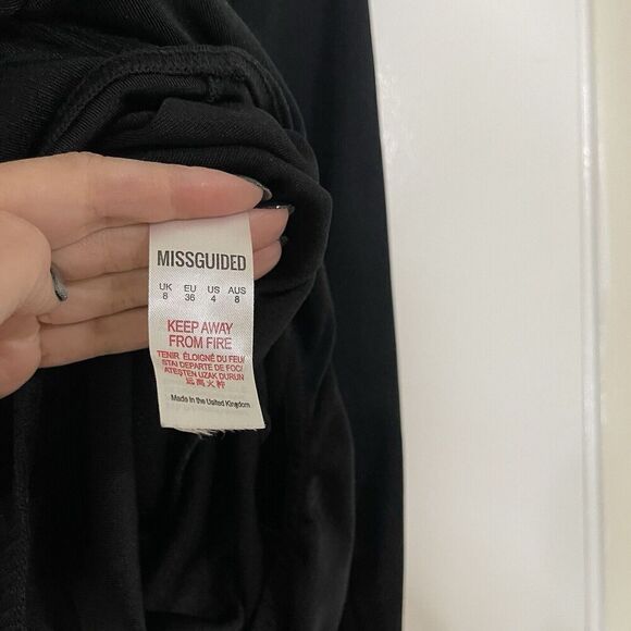 Missguided black long sleeve v neck bodysuit size US 4 - Picture 4 of 7